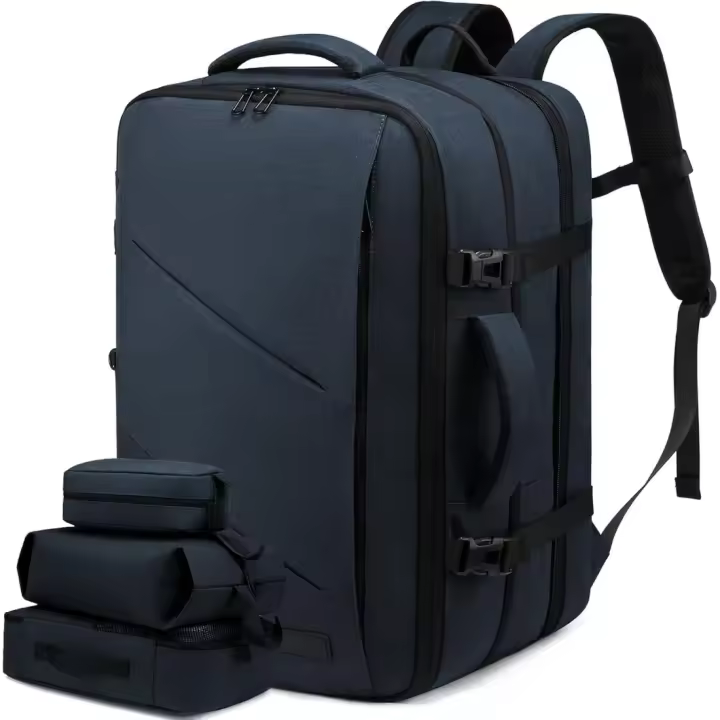 Mochila De Viaje 40L, Mochila Para Portátil 17 Pulgadas, Maleta De Cabina Ampliable, Equipaje De Mano Impermeable Para Hombre Mujer, Mochila De Negocios Grande, Azul - 1