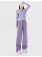 Primavera otoño mujer pantalones largos Casual pierna ancha cintura elástica Mujer Pantalones rectos de punto 2024 Pantalones deportivos pantalones sueltos - details 3