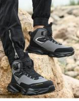 Zapatos de seguridad con botón giratorio para hombre, calzado de trabajo impermeable, botas de construcción con tiras reflectantes, punta de acero, talla 48, Invierno - details 21