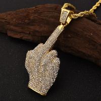 Collar con colgante de dedo medio para hombres y mujeres, joyería de ciclismo, Rap, Hip Hop, hielo, nuevo - details 3