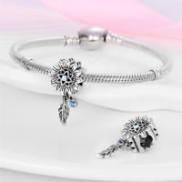 Pulsera Fit Original de 3mm en Plata Esterlina S925 con Pluma de Dreamcatcher y Cuentas DIY para Mujeres Joyería Fina de Cumpleaños - details 39