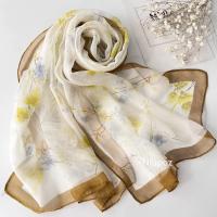 Pañuelo con estampado de rayas de cebra naranja para mujer, pañuelo elegante de gasa para playa, protector solar, Hijab fino de 50x160CM - details 7