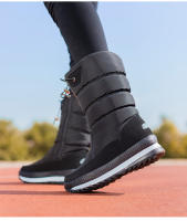 Botas de nieve de terciopelo para mujer, botas de algodón casuales gruesas de caña media cálidas antideslizantes - details 15
