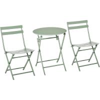 Juego de Muebles de Jardín Plegable Mesa Redonda, 2 Sillas y Resaldo de Acero - details 0