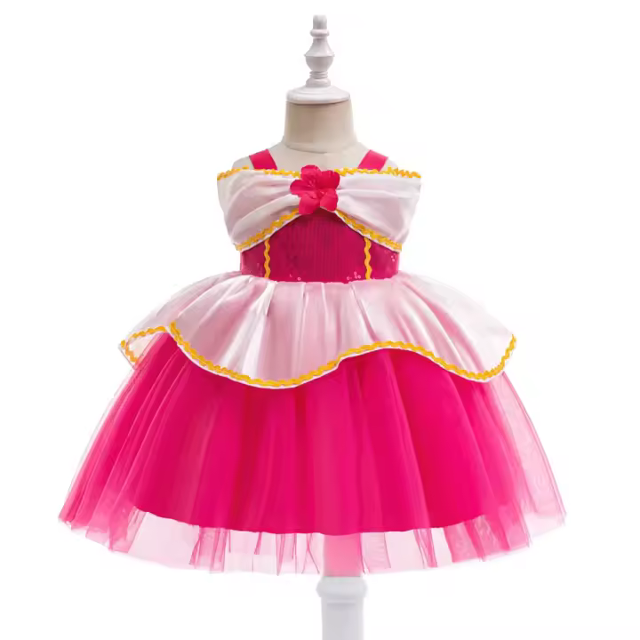 Vestido de princesa Cosplay de jazmín Bella Durmiente de melocotón de Alicia para niñas, disfraz de regalo de cumpleaños, vestido de fiesta de Halloween para niños - 1