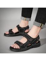 Sandalias de cuero para hombre, zapatos informales de verano para la playa, suaves y transpirables, talla grande - details 2