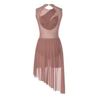 Elegante Traje de Patinaje de Hielo para Mujeres Leotardo de Ballet de Malla Transparente sin Mangas Traje de Baile Lírico Contemporáneo - details 87