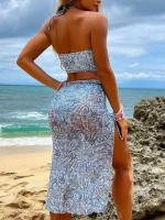 Bikini brasileño Sexy para mujer, traje de baño de manga larga con vestido de tres piezas, tanga, ropa de playa 2024 - details 3