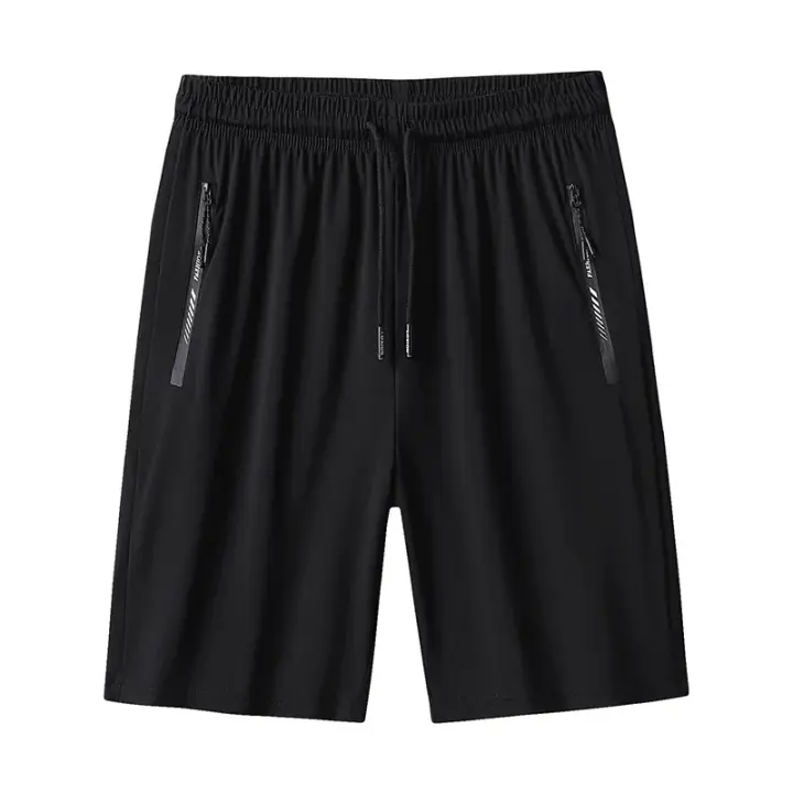 Pantalones cortos informales grandes de seda helada para hombre, ropa de playa, cintura elástica, verano - 1