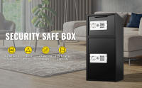 SucceBuy Caja de seguridad grande de doble puerta de acero de 2,6 pies cúbicos con cerradura digital para dinero, armas y joyas - Negro - details 0