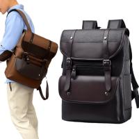 Mochila De Cuero PU minimalista Vintage de gran capacidad para viajes al aire libre - details 10