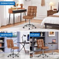 Silla de Oficina Giratoria con Ruedas Ajustable en Altura, Carga de 120Kg, Respaldar Marrón Claro - details 5