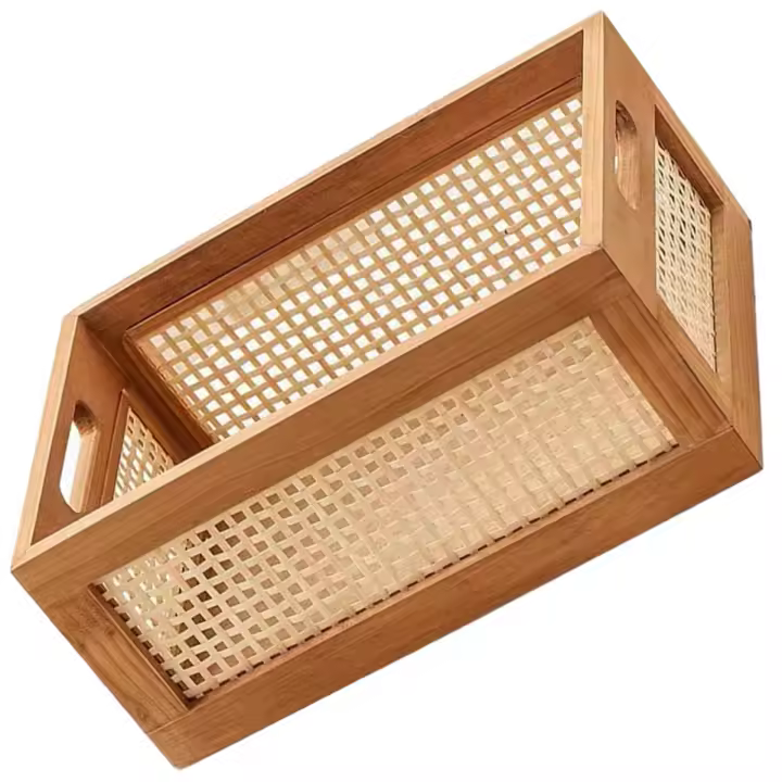 Cesta decorativa tejida para almacenamiento de libros, cesta organizadora para guardería, dormitorio, baño de ratán - 1
