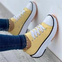 Zapatillas de lona con patrón para mujer, zapatos informales, zapatillas planas con cordones - details 4