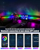Streamer-luces de Ambiente de coche a todo Color, tira de atmósfera acrílica oculta, Control por aplicación Universal, LED RGB, Interior, 64 colores - details 7