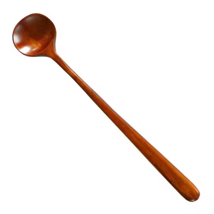 1 cuchara de madera aleatoria, mezcla de madera, Mango largo, mezcla de cocina de madera - 1