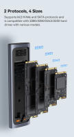 Baseus M2 NVMe SATA Dual Protocol 10Gbps M.2 a USB Tipo C 3.2 Caja de Hard Drives Externos Portátiles para Almacenamiento de Datos - details 2