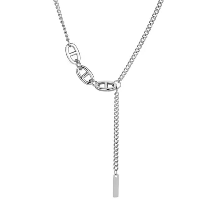 Personalidad flecos collar mujer titanio acero dulce cool gargantilla moda hombre diseño sentido nicho clavícula cadena accesorios - 1