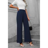 Pantalones de oficina de moda para mujer de cintura alta y pierna ancha 2025 en algodón original. - details 9