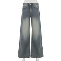 Jeans Casuales Versátiles de Cintura Baja para Mujeres Pantalones de Pierna Ancha y Delgados con Bolsillos - details 1