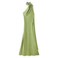 BUNO-Vestido de fiesta con cuello Halter y cinta de satén para mujer, vestidos elegantes sin espalda y hombros descubiertos, batas lisas para primavera 2025 - details 20