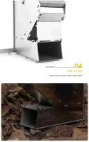 Estufa de leña plegable de acero inoxidable con luz de cohete, adecuada para barbacoa que acampa al aire libre - details 11