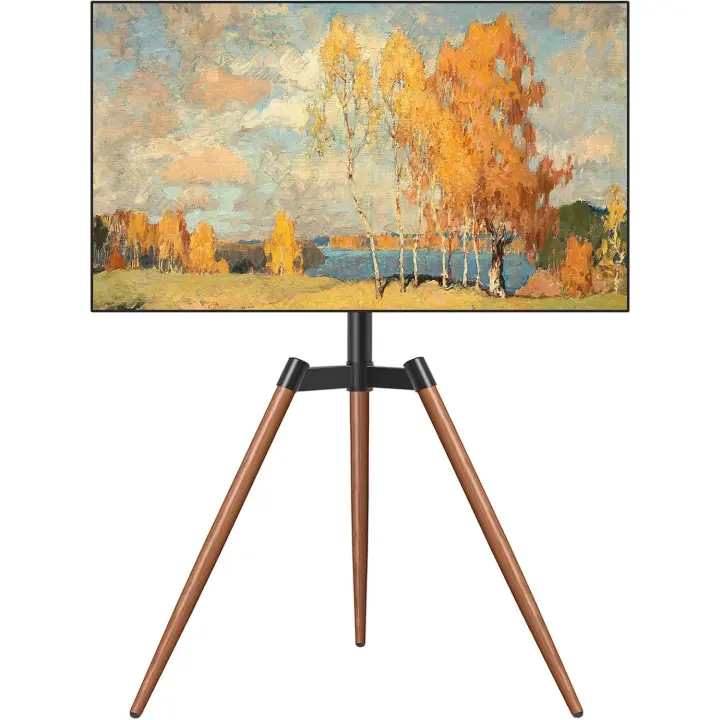 Television Pie Suelo Trípode, Soporte Giratorio para Televisor 32-65 Pulgadas - Marrón Alto Altura Ajustable con Caballete Imitación Madera Diseño |   Max Vesa 400*400mm 35kg - 1