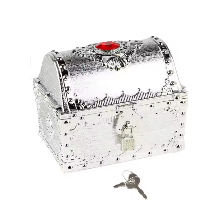 Almacenamiento de accesorios del tesoro pirata, recuerdo de fiesta antiguo, caja decorativa Vintage para el pecho para niños y niñas - 1