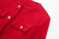 Chaqueta Corta Elegante para Mujer 2024 Cuello Redondo Manga Larga Abrigo con Bolsillo de Volteo Casual de Moda para Mujeres - details 15