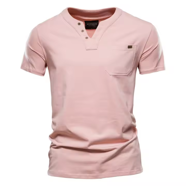 Camiseta Informal de Verano para Hombre Camiseta Deportiva a la Moda con Bolsillo de Algodón - 1