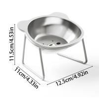 Cuenco de acero inoxidable inclinado de 15 grados para gatos, cuenco de agua elevado antivuelco desmontable, protección del cuello antivuelco - details 0
