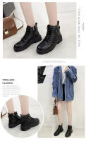 Moda casual muffin botas de mujer negras de suela gruesa con cordones y suela gruesa - details 7
