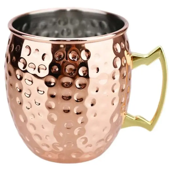 Taza de Mule de Vino de Acero Inoxidable Plato de Cobre Martillado Herramienta de Bar de Café para Ramadan - 1