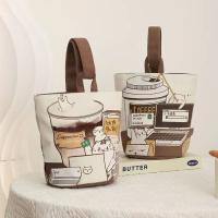 Bolsa de cubo de gato de café de dibujos animados de gran capacidad, bolsas de compras de estilo coreano, bolso de momia, bolso de lona, ​​bolso de mano, bolsa de almuerzo, viaje - details 6