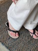 Chanclas planas, zapatos para mujer, ropa de verano, nuevo diseño de nicho casual, playa, vacaciones, sandalias con punta abierta. - details 15