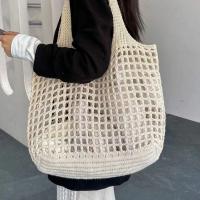 Bolso de mano para mujer para vacaciones en la playa Bolso de hombro de punto simple de gran capacidad - details 0