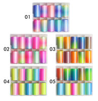 Pegatinas de Arte de Uñas Fluorescentes Clou Beaute 10 Rolls Caja Gradiente Neón Naranja Caramelo Cielo Estrellado Papel de Transferencia Colorido - details 11