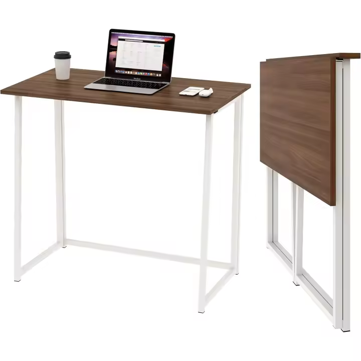 Mesa de Escritorio Plegable Compacta Sin Ensamblaje, Adecuada para Hogar Oficina, Computadora, Manualidades, Nogal Oscuro, 80 x 45 x 74 cm - 1