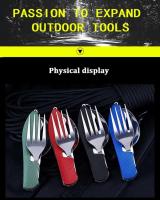 Cuchara 4 en 1, cuchillo, tenedor, abridor de botellas, juego de bolsas plegables de acero inoxidable, juego de villa al aire libre - details 3
