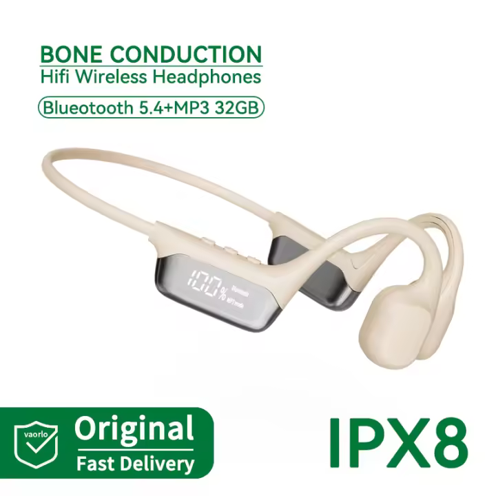 Original True Bone Conduction Auriculares inalámbricos Bluetooth 5.4 32GB Reproductor de MP3 IPX8 Impermeable Natación Deportes Auriculares de música HIFI con micrófono Pantalla LED - 1