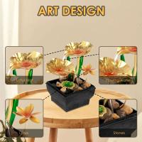 Fuente de mesa con luces LED circulares, adornos de agua, artesanía de fortuna de meditación para el hogar y la Oficina - details 5
