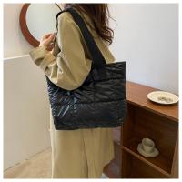 Moda señoras Tote bolsos de gran capacidad de algodón acolchado bolsa de compras rombo bolso portátil acolchado sólido para viajes de ocio - details 12
