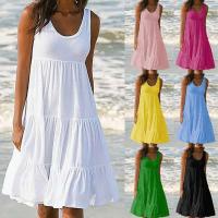 Vestido Mini Casual Elegante Sin Mangas Para Mujer Verano 2024 Con Volantes Y Cuello En V Estilo Playa Y Fiesta Sundress Oversize Streetwear - details 1