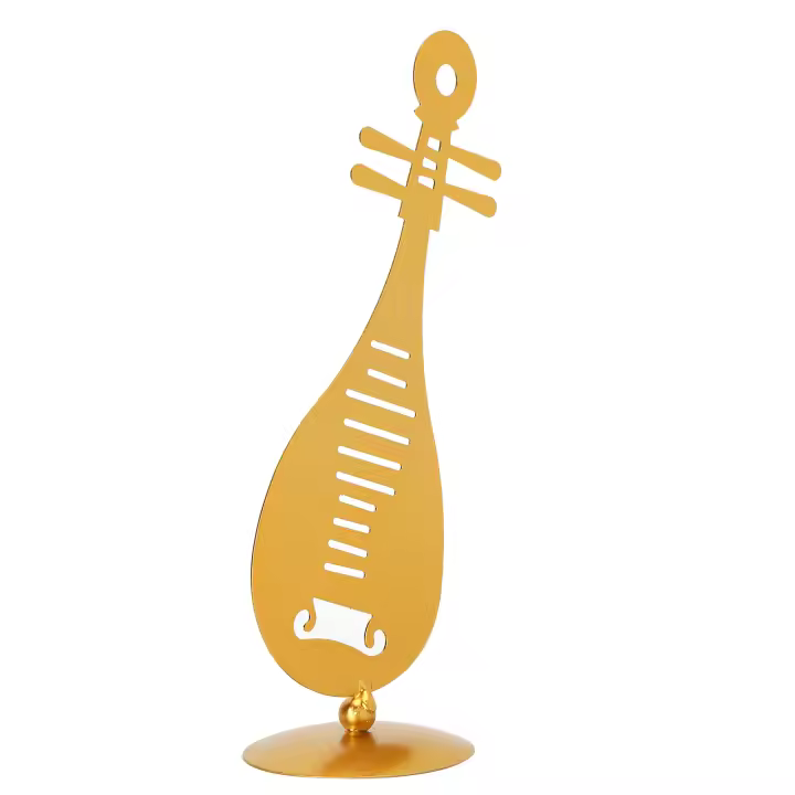 Adorno de Pipa chino, instrumento Musical dorado de Metal para decoración de escritorio del hogar, regalos - 1