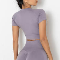 Camisetas deportivas de yoga para mujer, camisetas sexys sin costuras para gimnasio, camisetas para correr, camisetas Fiess - details 3