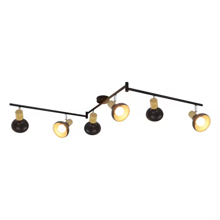 CBJKTX Foco de techo vintage E14 interior 350 °   Ajustable Negro 350 °   Giratorio Industrial 6 Llamas Redondo - 1