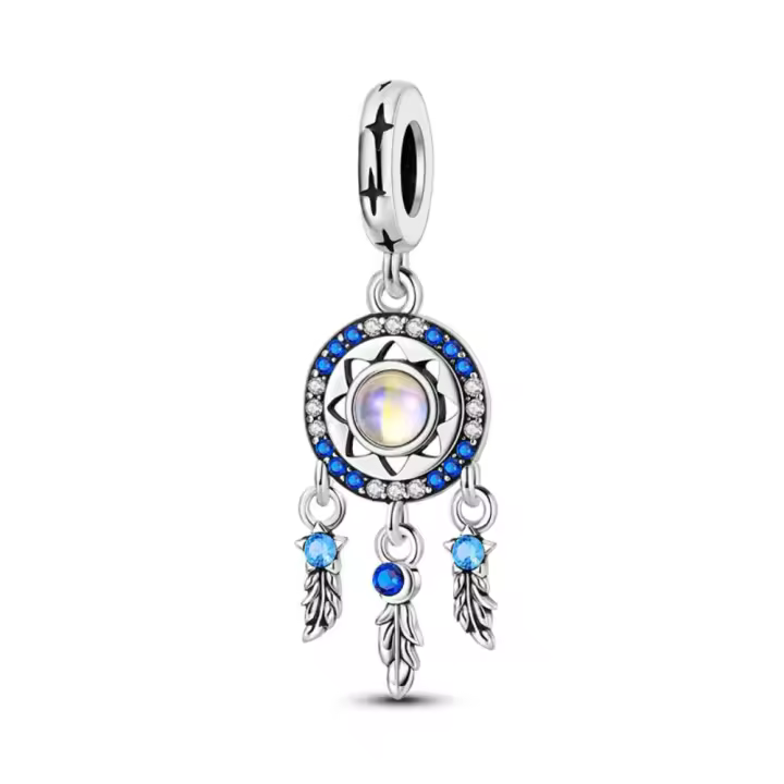 Pulsera de mujer Noche Estrellada en plata con colgante de piedra blanca - 1