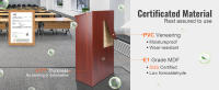 SucceBuy Podium Stand, soporte de azafata de 47 pulgadas con 4 ruedas, podio de madera con estantes de almacenamiento ajustables y escritorio inclinado, perfecto para iglesia, oficina, escuela y uso doméstico, marrón - details 1