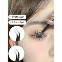 Herramienta de injerto de pestañas postizas, ayuda de maquillaje, pinzas curvas negras, 1 ud. - details 1