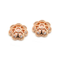 20 piezas de latón y circonita de Color dorado de 18K, tapas de cuentas de flores, suministros de joyería Diy de alta calidad, accesorios para collares y pendientes - details 3
